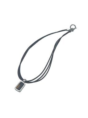 Ralph Lauren Multi-Strand Leather Cord Necklace With Silver Faux Tortoise Pendan
